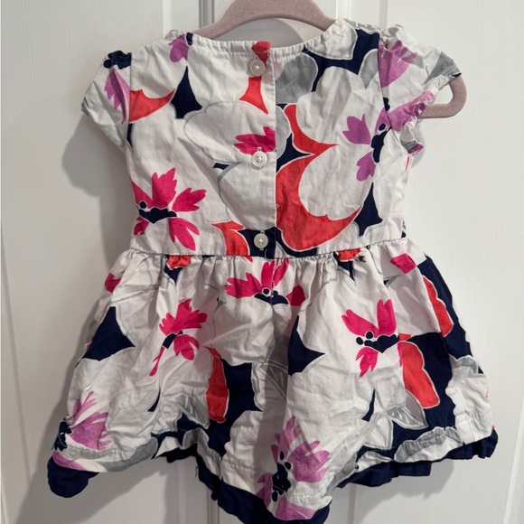 NWOT Gymboree 6-12M Girls Baby White Blue Floral Short Sleeve Formal Dress - Picture 5 of 5